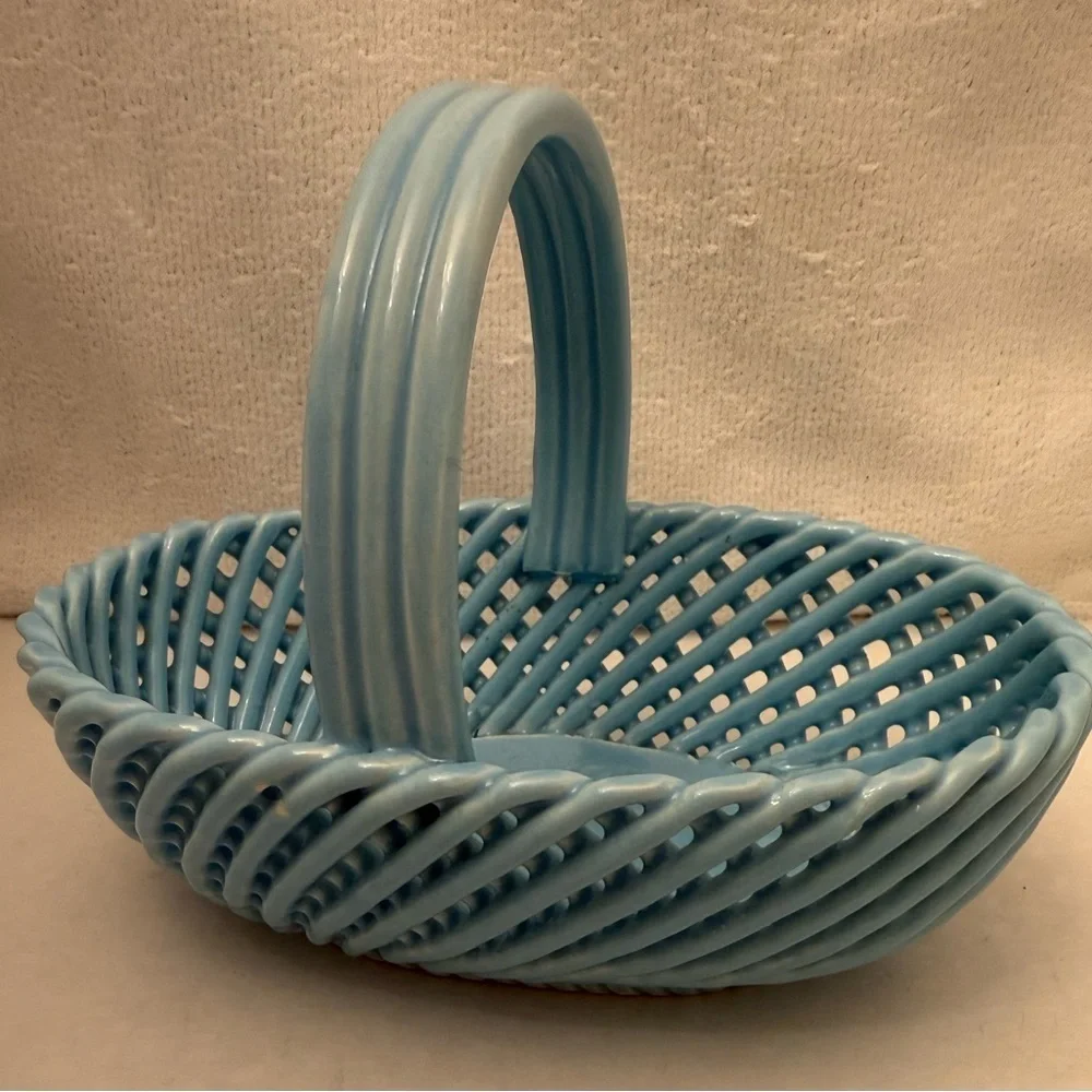The Creative Circle Gifts And Decorative Accessories Porcelain Basket Blue